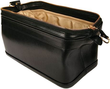 mens black leather toiletry bag