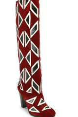 Diane Von Furstenberg Phoebe - Cranberry Suede Patterned Boot