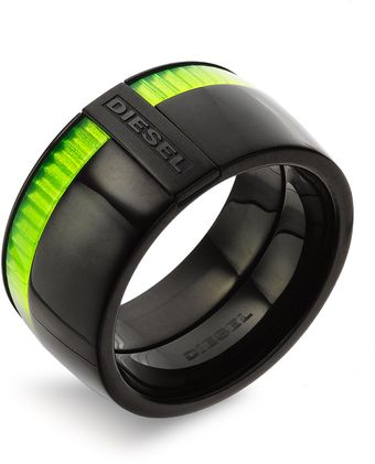 Diesel Green Accent Stainless Steel Ring - Lyst