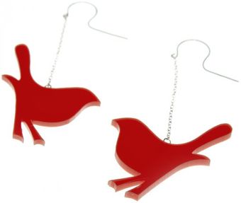 Emma Guest Jewellery Silver Bird Chain Earring - Orange - Lyst