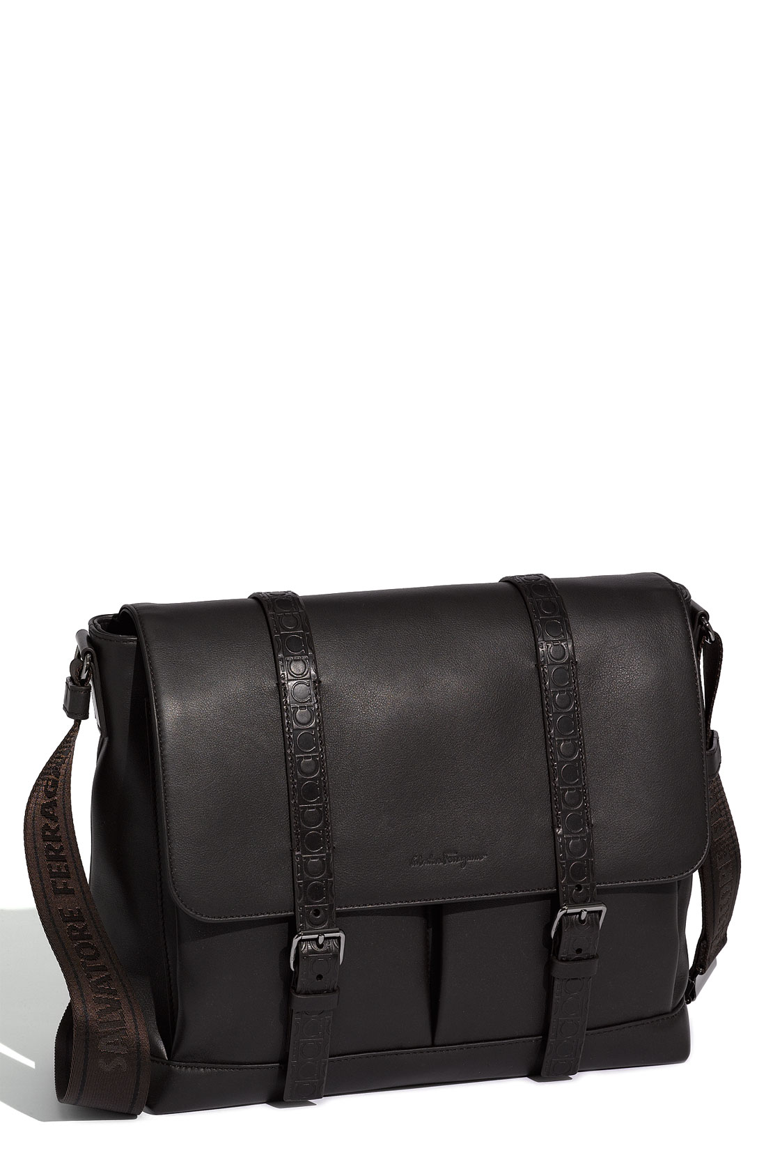 Ferragamo Form Leather Messenger Bag in Brown for Men Lyst