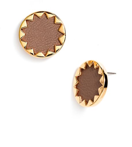 House Of Harlow Sunburst Button Stud Earrings in Khaki - Lyst