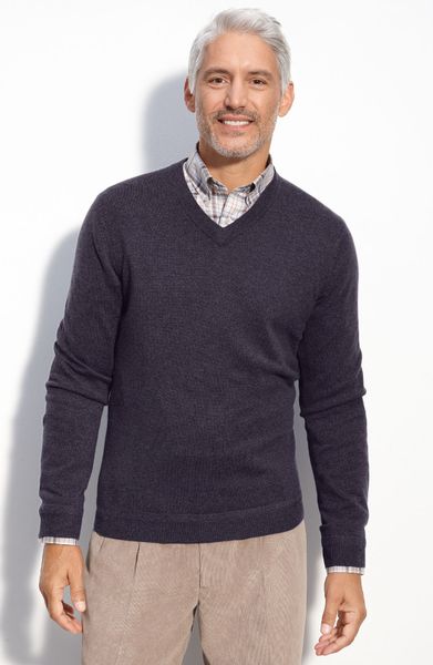 John W. NordstromÂ® Cashmere V-neck Sweater in Blue for Men (gothic)