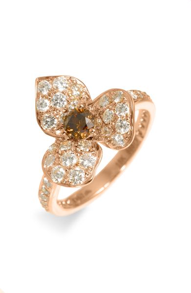 Kwiat Champagne Diamond Flower Ring in Pink (rose gold) - Lyst