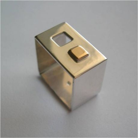 Lauraberrutti Square Sterling Silver Ring with Square Window in Silver