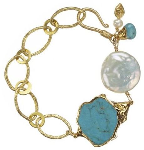 Nikki Baker Turquoise & Pearl Bracelet in Blue (turquoise) - Lyst