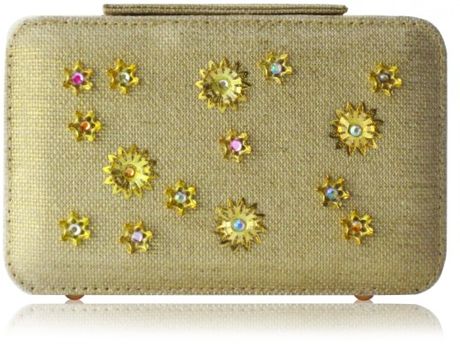 Poupee Couture Gold Flower Box Clutch in Gold - Lyst