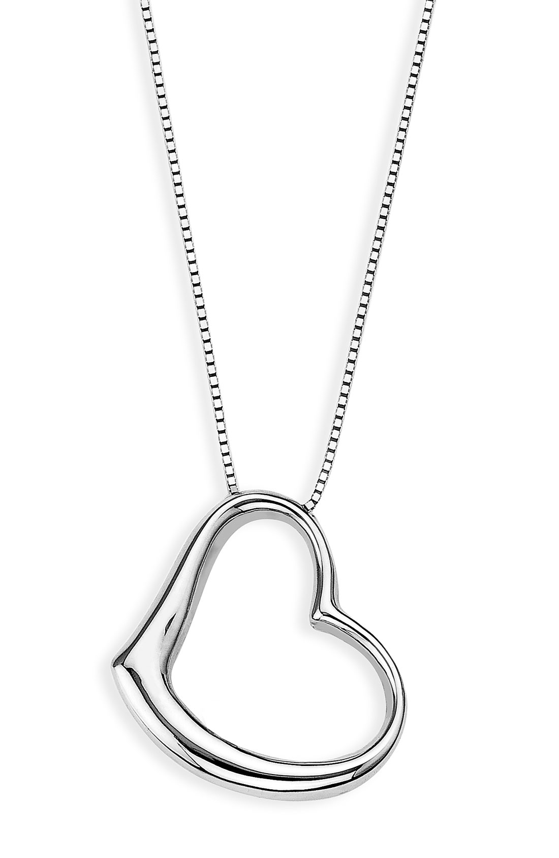... Coin Large Floating Heart Pendant Necklace in White (white gold