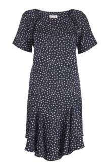 Sea Ny Navy Star Print Silk Tea Dress - Lyst