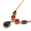 Toosis Red Coral Rose with Black Onyx Leaves Necklace in Red - Lyst