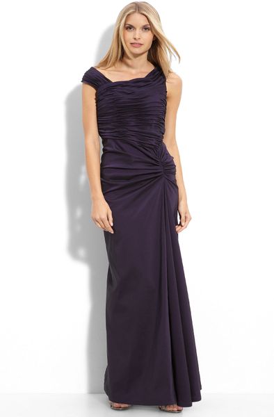 adrianna papell ruched gown