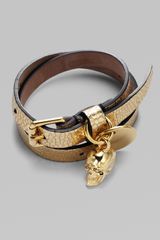 Alexander McQueen Leather & Skull Wrap Bracelet