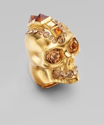 Alexander McQueen Punk Skull Ring/old Gold - Lyst