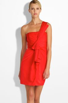 BCBGMAXAZRIA Drape Front One Shoulder Satin Dress - Lyst