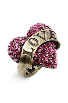 Betsey Johnson Lady Luck Heart Stretch Ring - Lyst