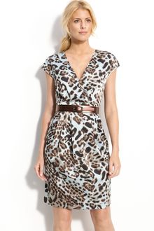 Calvin Klein Belted V-neck Dress - Lyst