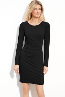 Calvin Klein Gathered Long Sleeve Jersey Dress - Lyst