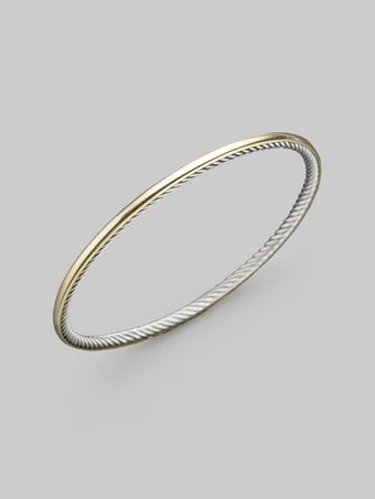 David Yurman 18k Yellow Gold & Sterling Silver Cable Bracelet - Lyst