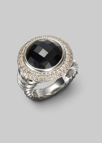 David Yurman Black Onyx, Diamond  Sterling Silver Ring in Silver