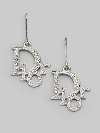 Dior Logo Drop Earrings/white - Lyst
