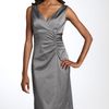 Donna Ricco Stretch Satin Sheath Dress in Gray (pewter) - Lyst