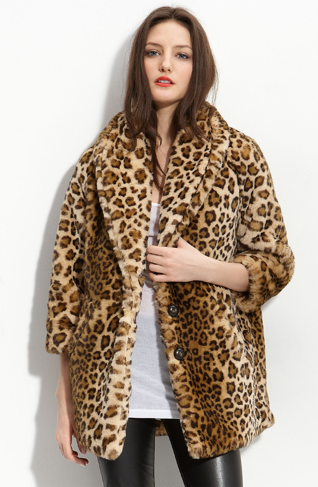 Hinge ® Faux Fur Oversize Chubby Coat in Animal (leopard) | Lyst