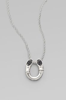 John Hardy Black Sapphire Accented Sterling Silver Bamboo Horseshoe Necklace - Lyst