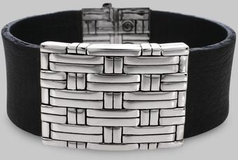  Silver & Leather Station Bracelet 