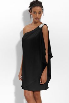 Js Boutique Embellished One Shoulder Chiffon Dress - Lyst