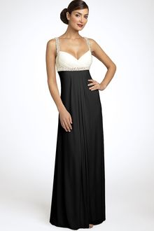Js Boutique Pearl Trim Crisscross Matte Jersey Gown - Lyst