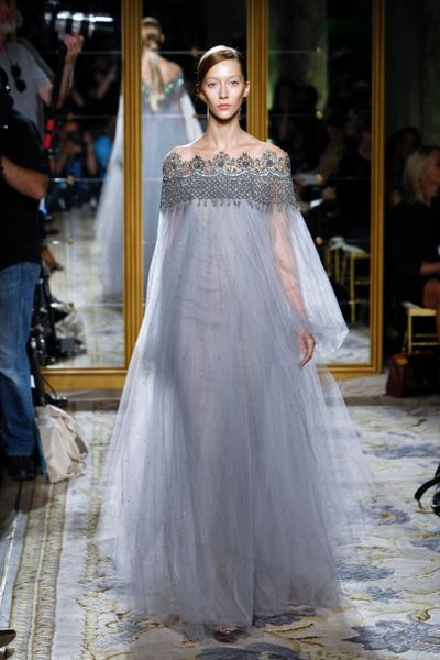 Marchesa Spring 2012 Lilac Chiffon Gown in Gray - Lyst