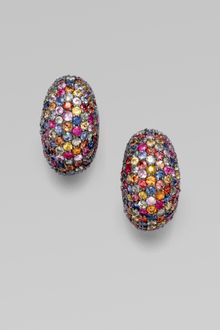 M.c.l By Matthew Campbell Laurenza Multi-colored Sapphire Pavé Oval Earring - Lyst