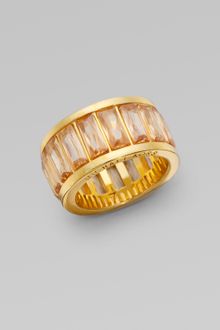 Michael Kors Goldtone Crystal Bagettes Ring - Lyst