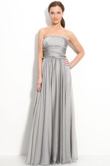 Ml Monique Lhuillier Bridesmaids Strapless Chiffon Gown  - Lyst