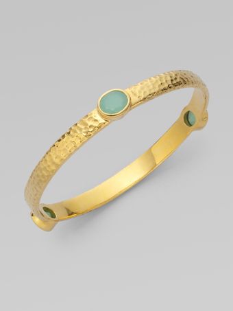 Oscar de la Renta Hammered Stone Bracelet - Lyst