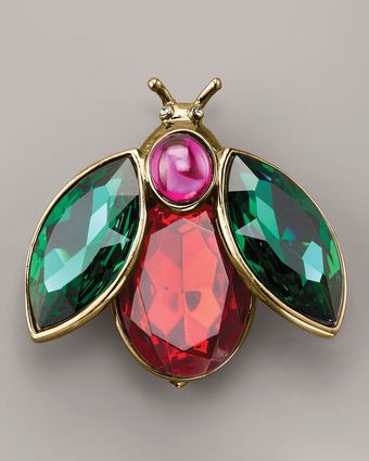 Oscar de la Renta Crystal Bug Brooch, Pink/green - Lyst
