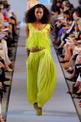 Oscar de la Renta Spring 2012 Lime Feathered Vest