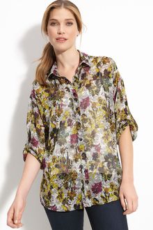 Pleione Sheer Floral Blouse - Lyst