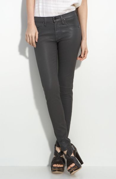 Rag & Bone Waxed Stretch Denim Leggings in Gray (wax charcoal) - Lyst