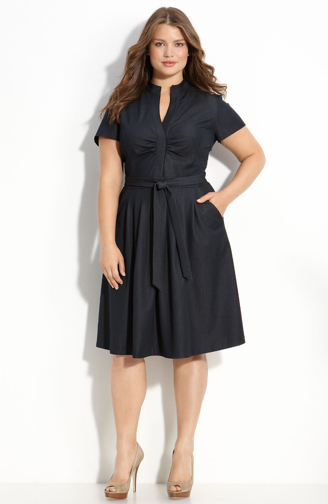 tahari dress navy