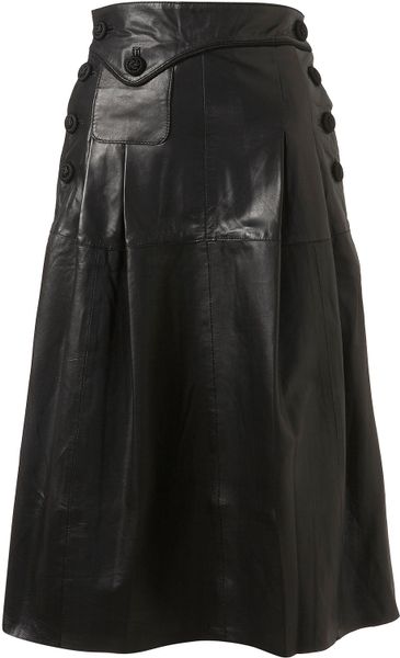 Topshop Leather Midi Skirt By Unique** in Black - Lyst