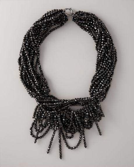 Vera Wang Multistrand Bead Necklace in Black - Lyst
