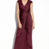 Adrianna Papell Faux Wrap Chiffon Gown in Purple (wine) - Lyst