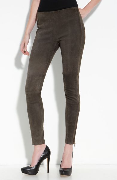 Current/elliott The Pull Up Suede Leggings in Brown (washed castle) - Lyst