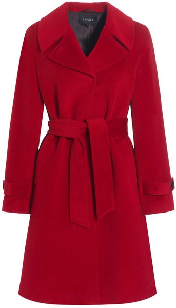 Jaeger full length coat in Red - Lyst