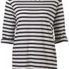 Topshop Tab Sleeve Stripe Top in Black (navy blue) - Lyst