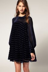 ASOS Collection Asos Swing Dress in Velvet Stripe