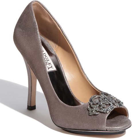 Badgley Mischka Womens Susan Open Toe Pump in Silver (pewter) - Lyst