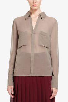 BCBGMAXAZRIA Emma Button-down Silk Chiffon Blouse - Lyst