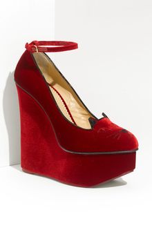 Charlotte Olympia Cat Face Ankle Strap Wedge - Lyst